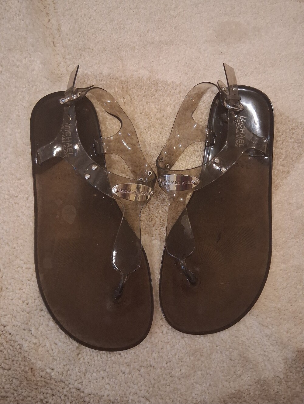 Michael Kors Clear Jelly Thong Sandals - Brown/Clear